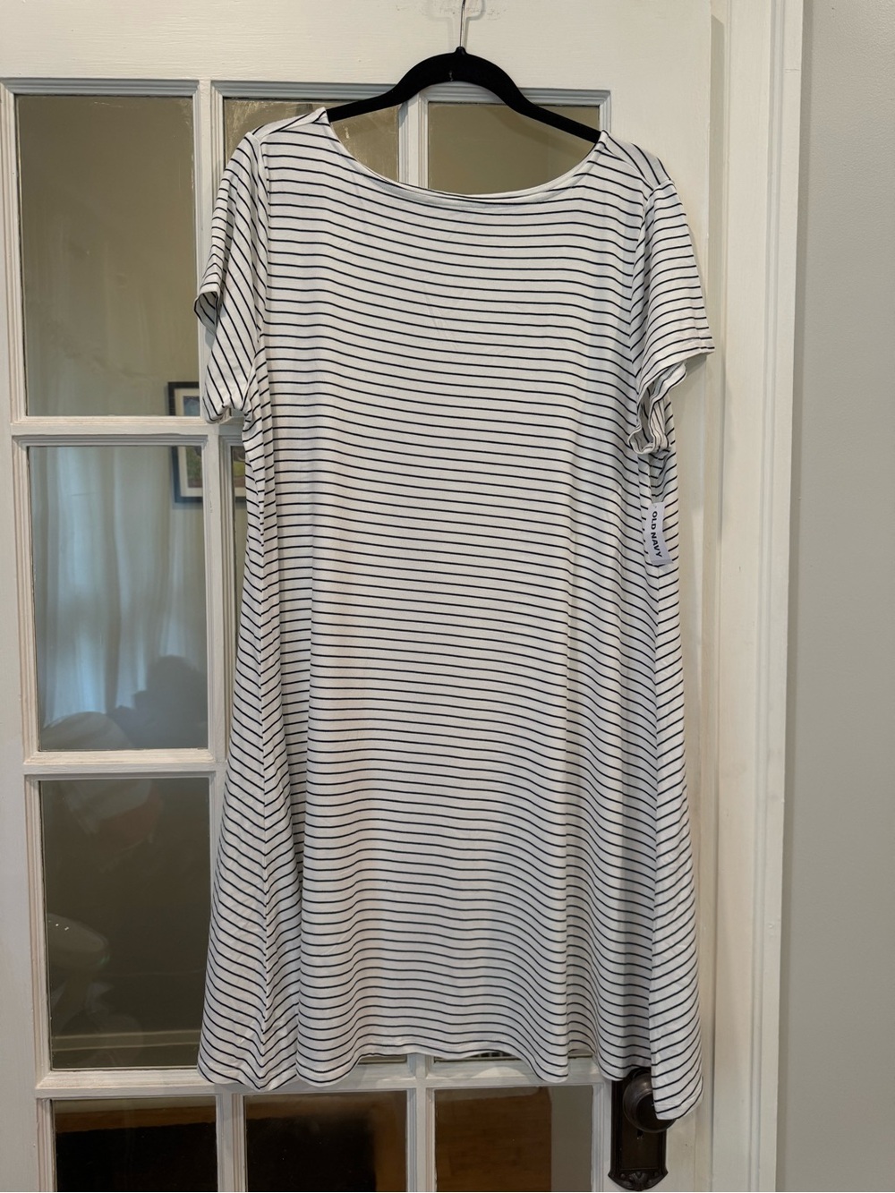 Old Navy White Dress with Black Stripes